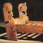 Reconstructie van een bed uit het Oseberggraf, Noorwegen, 800 - 850.