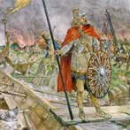 J.H. Isings, schoolplaat met de Vikingen voor Dorestad uit 1927.